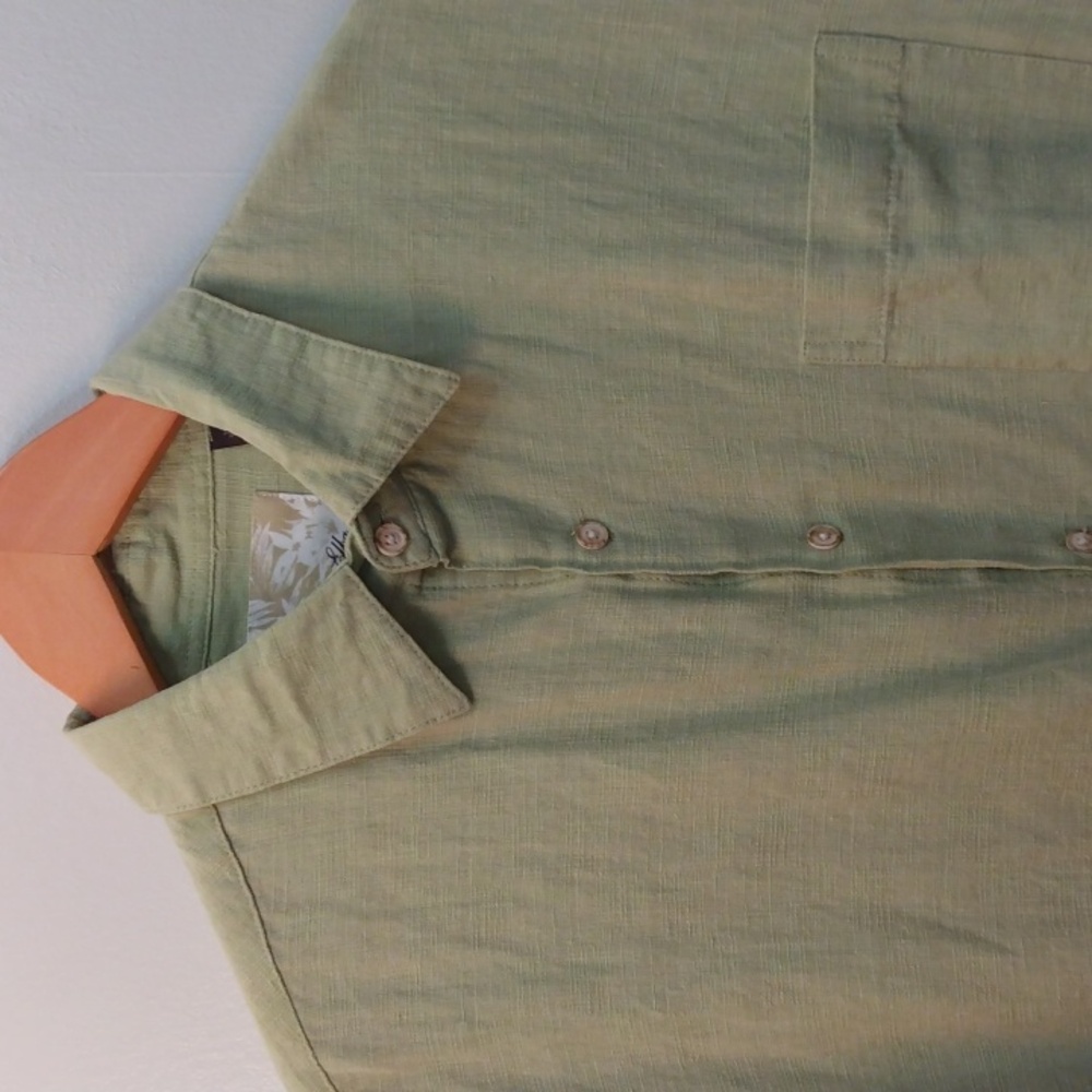 Tasso Elba Island Large Light Green Silk/Linen Summer Shirt
